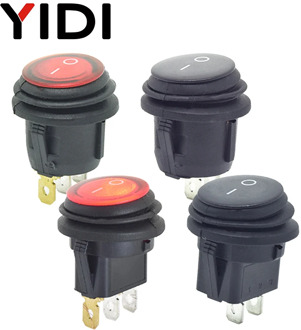 6A 250VAC Waterproof Round Rocker Switch 12V 220V Red Green Blue Yellow LED Light Rocker Switch 10A 125VAC On Off SPST Switch