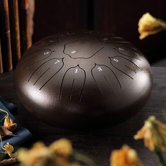6in 8-Tone Staal Tong Drum C Sleutel Percussie Instrument Handpan Drum Met Hamers ENA88 bruin
