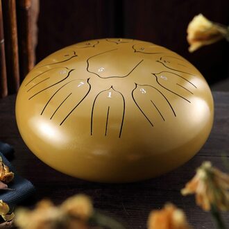 6in 8-Tone Staal Tong Drum C Sleutel Percussie Instrument Handpan Drum Met Hamers ENA88 goud