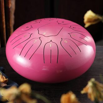 6in 8-Tone Staal Tong Drum C Sleutel Percussie Instrument Handpan Drum Met Hamers ENA88 roos rood