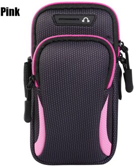 6Inch Outdoor Sport Telefoon Houder Armband Case Voor Samsung Gym Running Phone Bag Arm Band Case Voor Iphone 12 pro Max 11X7 + 190mmx90mm roze