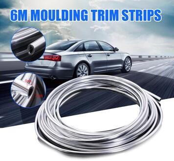 6M Auto Chrome Trim Strip Ventilatierooster Switch Rim Gieten Auto Decoratie U-vorm Deur/Boot Protector strip Auto Interieur