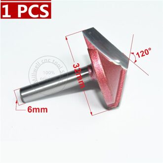 6mm * 120degree * 32mm, CNC Tungsten staal 3D V bit, CNC machine tool, PVC, MDF, Acryl, Carbide end mill, houtbewerking insert router bit 1 stk