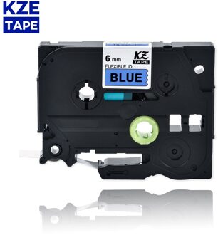 6Mm Brother Flexibele Kabel Label Tapes Tze-FX211 Multicolor Gelamineerd Label Tze Tape Voor P-Touch Labelprinters Flexibele label zwart on blauw