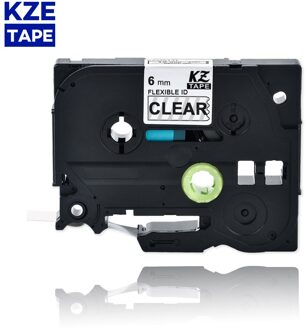 6Mm Brother Flexibele Kabel Label Tapes Tze-FX211 Multicolor Gelamineerd Label Tze Tape Voor P-Touch Labelprinters Flexibele label zwart on doorzichtig