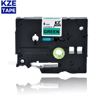 6Mm Brother Flexibele Kabel Label Tapes Tze-FX211 Multicolor Gelamineerd Label Tze Tape Voor P-Touch Labelprinters Flexibele label zwart on groen