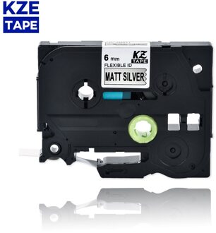 6Mm Brother Flexibele Kabel Label Tapes Tze-FX211 Multicolor Gelamineerd Label Tze Tape Voor P-Touch Labelprinters Flexibele label zwart on mat zilver