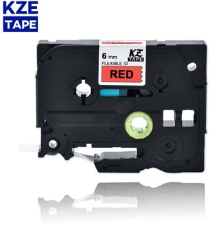 6Mm Brother Flexibele Kabel Label Tapes Tze-FX211 Multicolor Gelamineerd Label Tze Tape Voor P-Touch Labelprinters Flexibele label zwart on rood