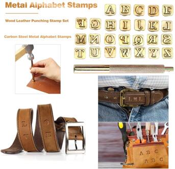 6Mm Carbon Staal Ponsen Gouden Alfabet Stamper Brief Stamping Set Metalen Lederen Hout Gereedschap Lederen Stempelen Ambachten