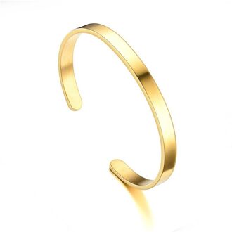 6Mm Classic Black Manchet Mannen Armbanden Armbanden Rvs Luxe Armband Voor Mannen Vrouwen Sieraden Pulseras goud