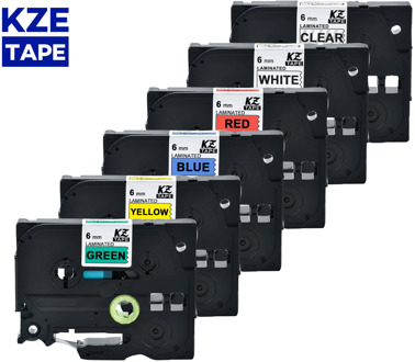 6mm Multicolor Laminated Label Tape label ribbon tze tape for Brother p-touch printers as Tze-211 tze-211 tze 211 tz 211 tz411
