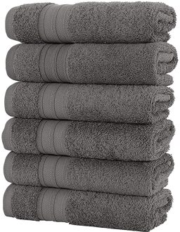 6Pc Katoenen Handdoeken Zachte Absorberende Grote Handdoek Gezicht/Badhanddoek Dikke Handdoeken Comfortabele Strand Handdoeken Badkamer Accessoires grijs