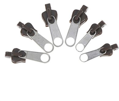 6Pc Universele Plastic Fix Rits Vervanging Zip Slider Tanden Ritsen Rits Hoofd Reparatie Kit Rits Sliders koffie
