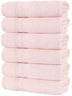 6Pc Zachte Absorberende En Dikke Katoenen Handdoeken Zacht En Absorberend Handdoeken Badkamer Handdoeken Comfortabele Strand Handdoeken roze