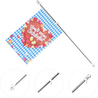 6Pcs 1.8M Telescopische Flag Pole Vlaggenmast Gids Banner Vlag Pole Set Roestvrij Staal Vlaggenmast Met Beugel En Gespen