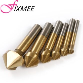 6Pcs 3 Fluit 90 Graden Hss Afschuining Snijder Afkanten Boren End Mill Boor Teller Wastafel Titanium Coated Countersink Boor bit