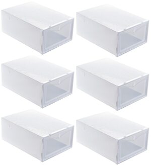 6Pcs 33X23X13Cm Schoenen Case Thicken Schoenen Doos Stijl Schoen Opbergdoos Wit