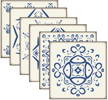 6Pcs 3D Stereo Muurstickers Zelfklevend Behang Simulatie Mozaïek Tegel Stickers Keuken Stickers Waterdichte 20X20cm Sticker