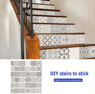 6Pcs 3D Zelfklevende Muur Trappen Stickers Diy Thuis Pvc Motbestendig Stairway Decoratie Vochtwerende Stickers Grey
