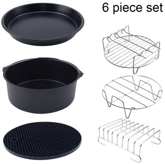 6Pcs 7 Inch Lucht Friteuse Accessoires Bakken Pizza Pan Voor Gowise Phillips Cozyna Secura Fit Alle 3.2QT - 5.8QT