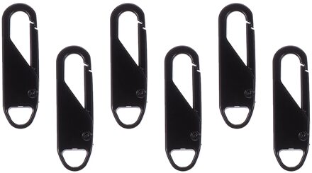 6Pcs Afneembare Rits Pull Tab Vervanging Rugzak Kleding Rits Trekkers zwart
