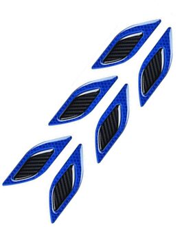 6Pcs Auto Reflecterende Strips Koolstofvezel Auto Sticker Truck Auto Motor Anti-Kras Veiligheidswaarschuwing Stickers Blauw