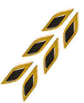 6Pcs Auto Reflecterende Strips Koolstofvezel Auto Sticker Truck Auto Motor Anti-Kras Veiligheidswaarschuwing Stickers geel