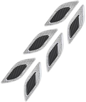 6Pcs Auto Reflecterende Strips Koolstofvezel Auto Sticker Truck Auto Motor Anti-Kras Veiligheidswaarschuwing Stickers wit