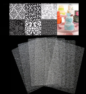 6pcs Bakeware Texture Sheet Set Cookie Texture Mat Sugar Craft Decoration Baking Tools Fondant Cake Mold Transparent Texture