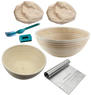 6Pcs Banneton Proofing Manden Met Brood Lame Deeg Schraper Liner Voor Bakers H05E