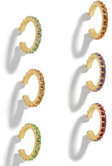 6Pcs Bohemian Kleine Oor Manchet Set Earring Voor Vrouwen Kleurrijke Zirconia Stenen Ronde Clip Geen Doorboord Oorbel sieraden