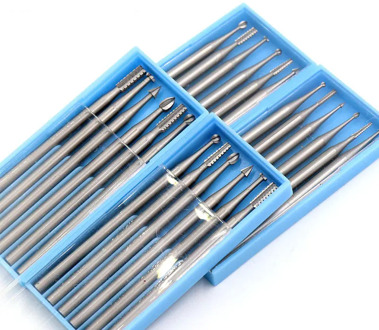 6pcs/box Dental Tungsten Carbide Burs 2.35mm Shank Head Dia 1.0/1.4/1.8/2.3mm
