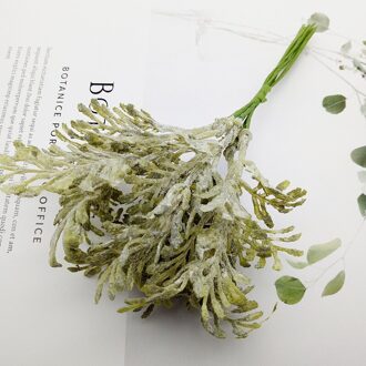 6Pcs/Bundel Kerst Decoratie Plant Krans Bruiloft Decoratie Bloem Handgemaakte Diy Box Accessoires Kunstmatige Bloem groen