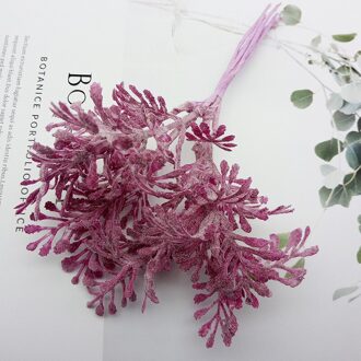 6Pcs/Bundel Kerst Decoratie Plant Krans Bruiloft Decoratie Bloem Handgemaakte Diy Box Accessoires Kunstmatige Bloem Paars