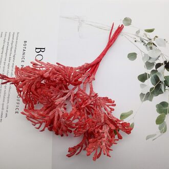 6Pcs/Bundel Kerst Decoratie Plant Krans Bruiloft Decoratie Bloem Handgemaakte Diy Box Accessoires Kunstmatige Bloem Rood