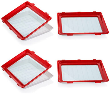 6PCS Clever Lade Voedsel Behoud Lade Plastic Voedsel Opslag Container Set Voedsel Verse Opslag Magnetron Cover 4stk