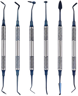 6Pcs Dental instrument Composite Resin Filling Spatula Titanium Plated Head Filler Thick Handle Restoration Set Dental tool set