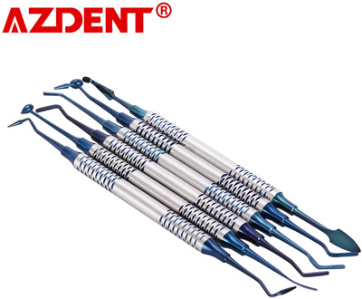 6Pcs Dental Instrument Composite Resin Filling Spatula Titanium Plated Head