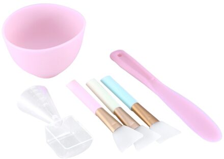6Pcs Diy Gezichtsmasker Kom Siliconen Borstel Stok Maatlepel Masker Kom Masker Borstel Lepel