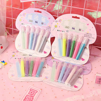 6PCS DIY Glitter Puffy Paint Pens Decoration Magic Bubble Pen Drawing Crystal Art Marker for Kids Stationery Gift Art Suppliers