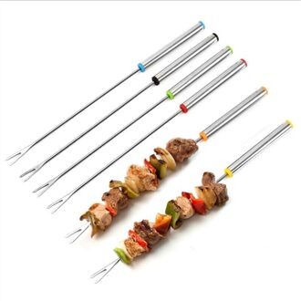 6Pcs Draagbare Roestvrij Staal Barbecue Teken Geschikt Voor Dog Camping Fire Camping Kachel Barbecue Tool