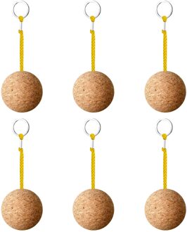 6Pcs Drijvende Kurk Sleutelhangers Houten Bal Sleutelhanger Voor Water Sport Lichtgewicht Waterdichte Sterke Sterke Drijfvermogen Te Dragen geel