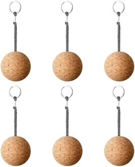 6Pcs Drijvende Kurk Sleutelhangers Houten Bal Sleutelhanger Voor Water Sport Lichtgewicht Waterdichte Sterke Sterke Drijfvermogen Te Dragen grijs