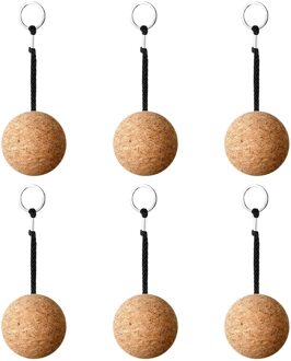 6Pcs Drijvende Kurk Sleutelhangers Houten Bal Sleutelhanger Voor Water Sport Lichtgewicht Waterdichte Sterke Sterke Drijfvermogen Te Dragen zwart