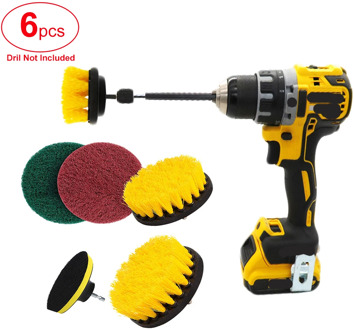 6Pcs Drill Brush Attachment Set Power Scrubber Brush Bathroom Cleaning Kit with Extender Multipurpose Clean for Kitchen Grout