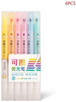 6Pcs Dubbele Hoofd Uitwisbare Markeerstift Marker Pastel Liquid Chalk Fluorescerende Potlood Tekening Briefpapier