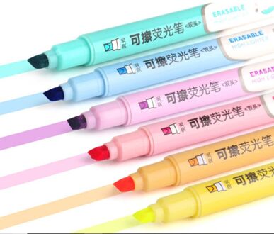 6Pcs Dubbele Hoofd Uitwisbare Markeerstift Marker Pastel Liquid Chalk Fluorescerende Potlood Tekening Briefpapier