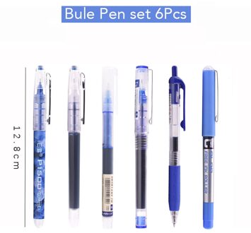 6Pcs Eenvoud Kleur Gel Pen Set 0.5Mm Sneldrogende Rechte Pen Student Kantoor Schrijven Pennen School Briefpapier Blauw