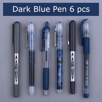 6Pcs Eenvoud Kleur Gel Pen Set 0.5Mm Sneldrogende Rechte Pen Student Kantoor Schrijven Pennen School Briefpapier darkblue