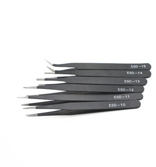 6pcs ESD Anti-Static Stainless Steel Tweezers Set Maintenance Repair Tool Kit Anti Static Model Making Tool Hand Tool Set